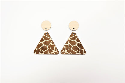 Giraffe print wood blanks, earring cutouts, wood blanks