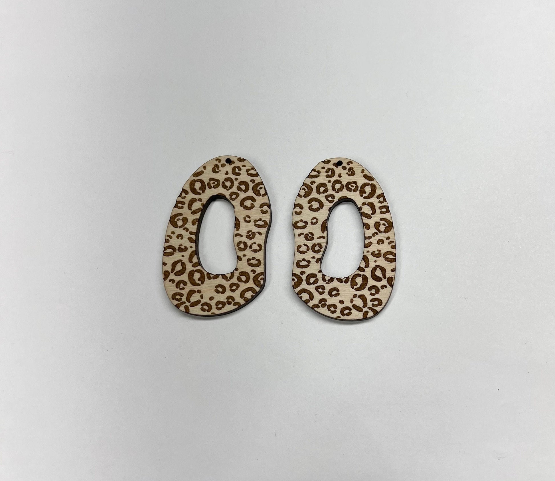 Leopard print bean blanks, wood blanks, earring blanks