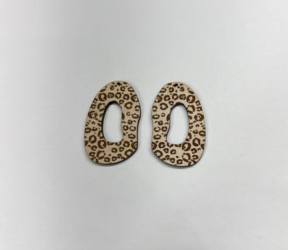 Leopard print bean blanks, wood blanks, earring blanks