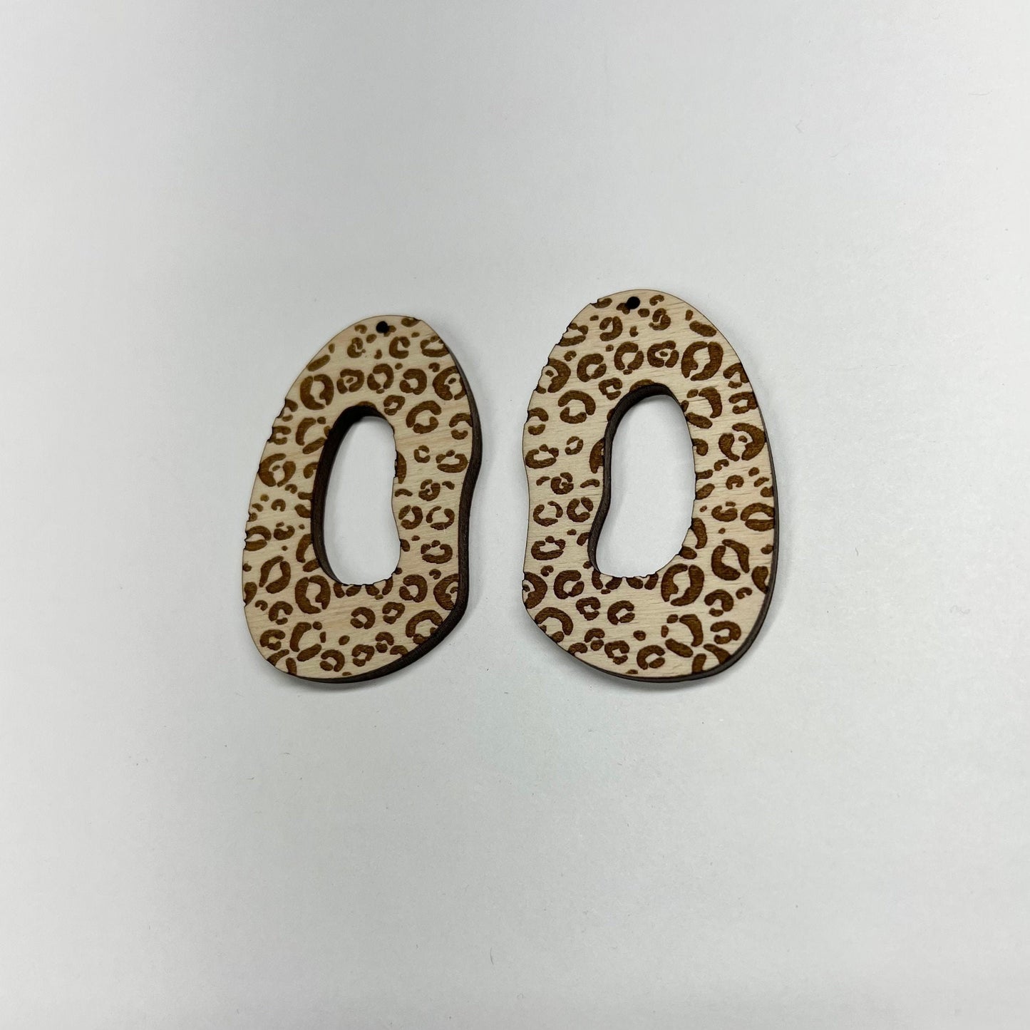 Leopard print bean blanks, wood blanks, earring blanks