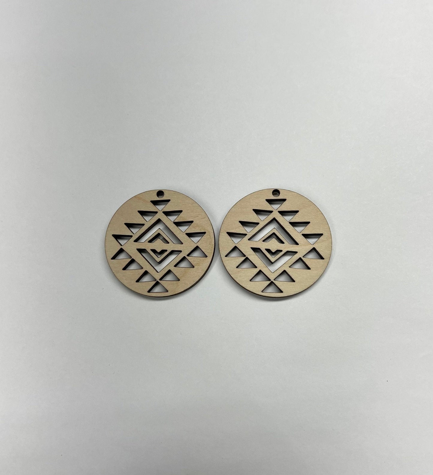 Aztec round earring blanks, wood blanks, DIY earrings