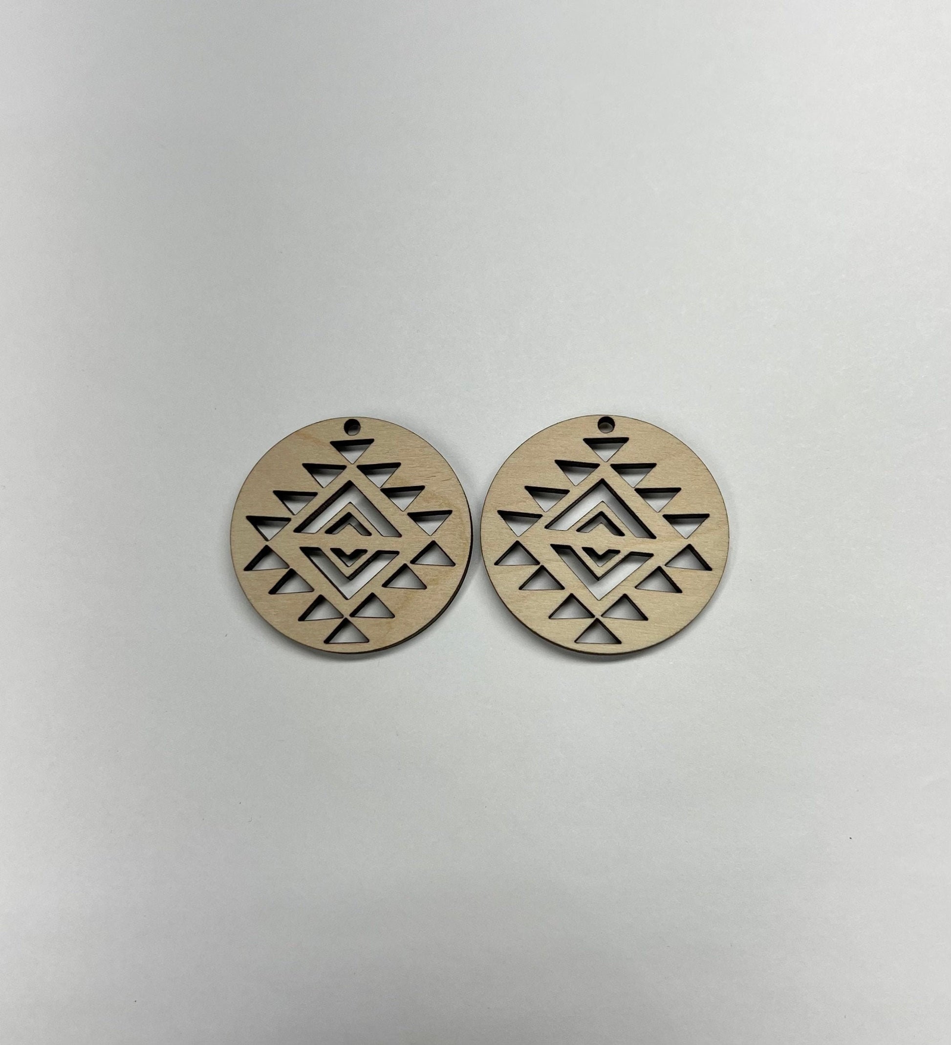 Aztec round earring blanks, wood blanks, DIY earrings