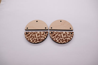 2 piece leopard print earring blanks, earring blanks