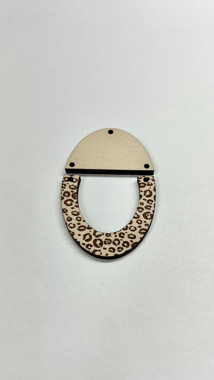 Oval cheetah print earring blanks, earring blanks, wood earrings