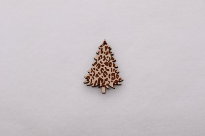 Leopard/Plaid Christmas tree earring cutouts, wood cutouts