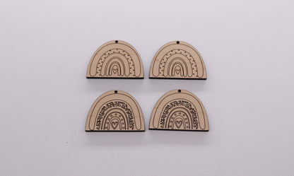 Rainbow earring blanks, wood earring blanks