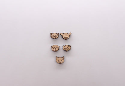 Woodland animal stud blanks, earring blanks, wood studs