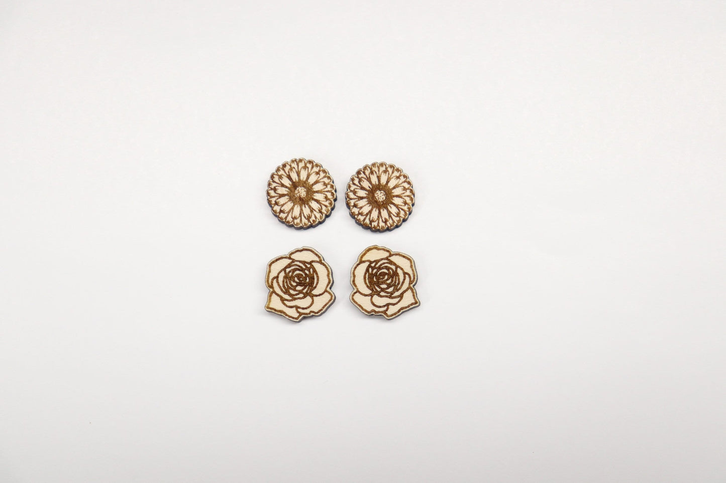 Flower wood earring blanks, wood cutouts, earring blanks