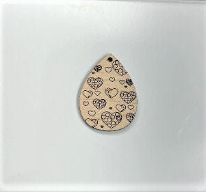 Heart Teardrops, wood earring blanks, earring blanks