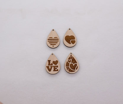 Teardrop wood earring blanks, earring blanks, wood cutouts