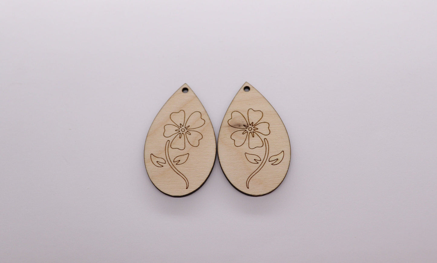 Floral wood earring blanks, flower cutouts, wood earrings