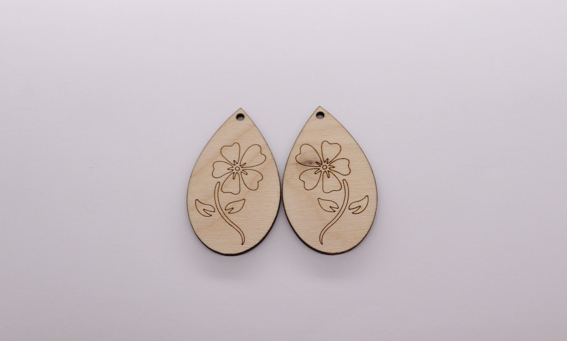 Floral wood earring blanks, flower cutouts, wood earrings