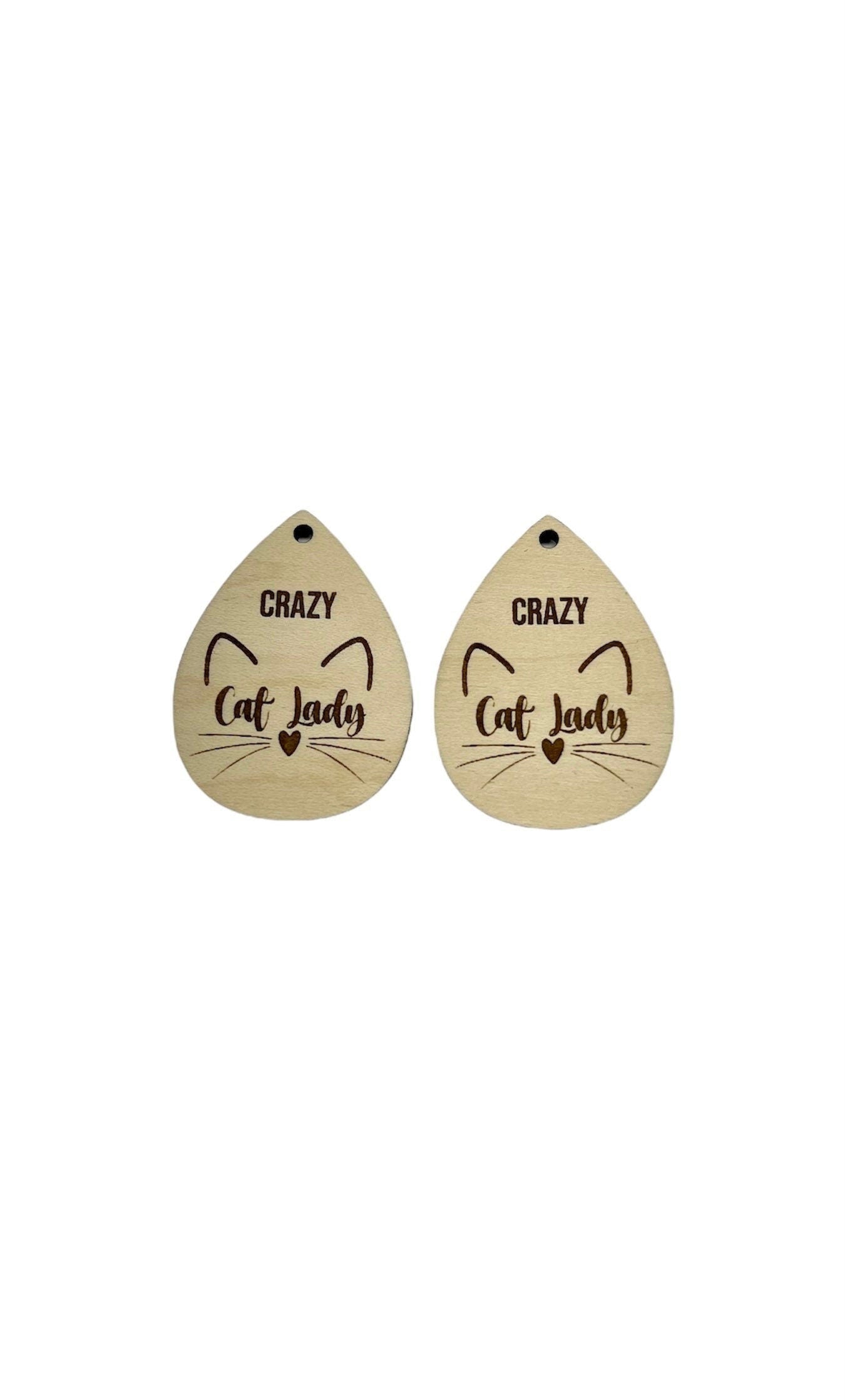 Cat lady earring blanks, wood blanks, wood earrings