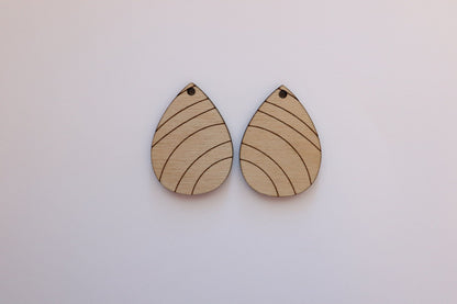 Teardrop earring blanks, wood cutouts, earring blanks