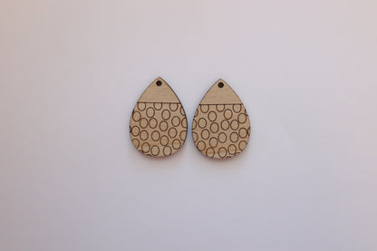 Teardrop earring blanks, wood cutouts, earring blanks