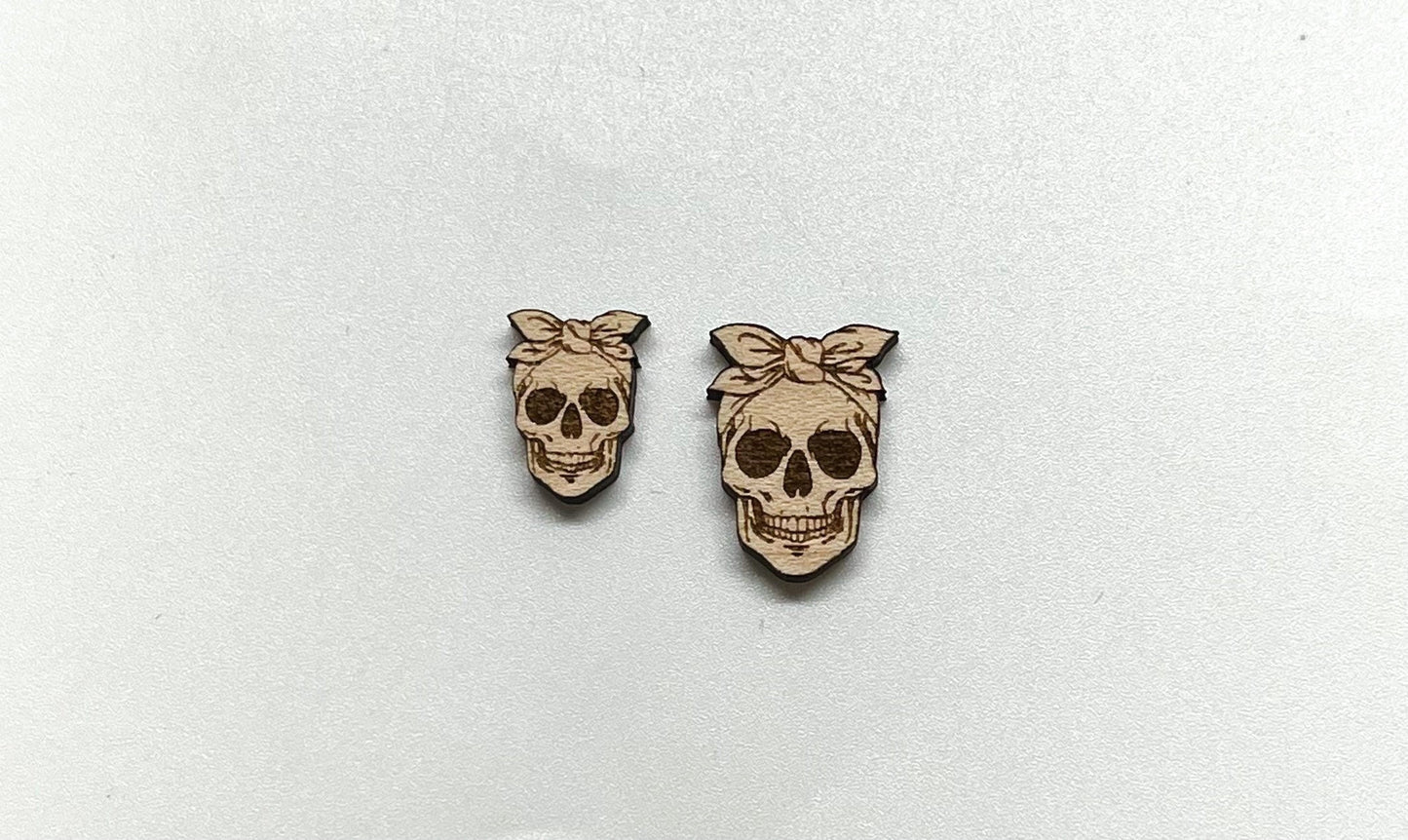 Skull wood blanks,  wood studs, earring blanks