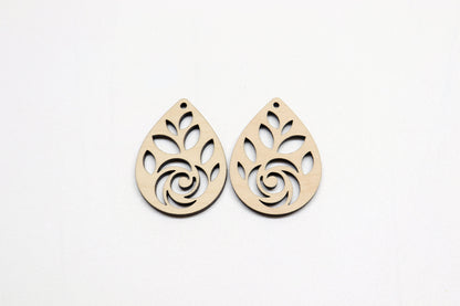 Teardrop wood earring blanks, DIY earrings, earring blanks, sold per set