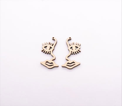 Face earrings, Laser cut, sold per set, earring blanks