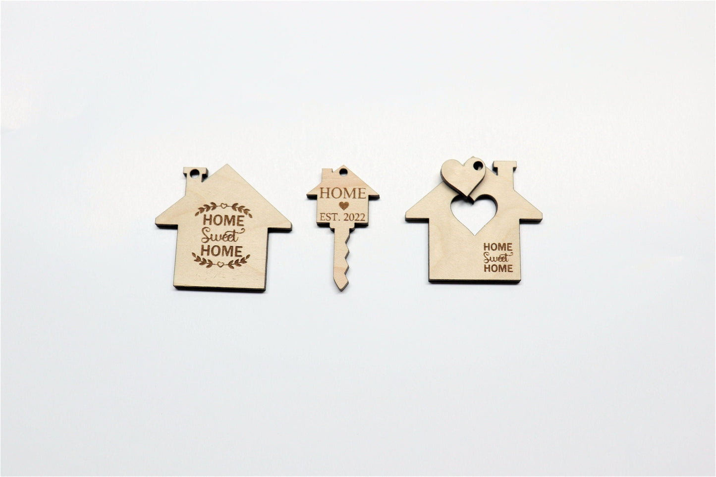 Keychain blanks, home sweet home, wood blanks