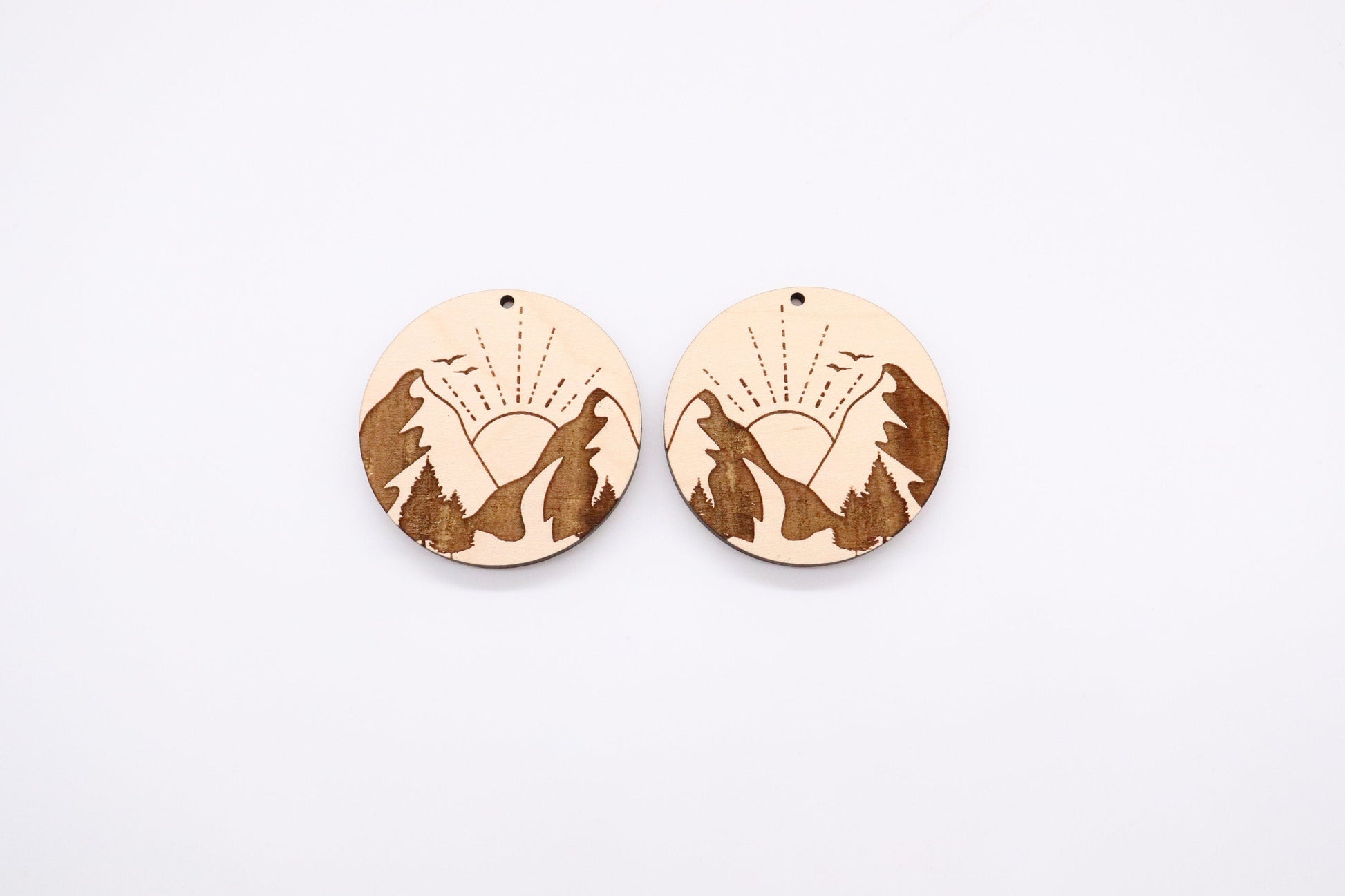 Mountain earrings,  wood earring , sold per set