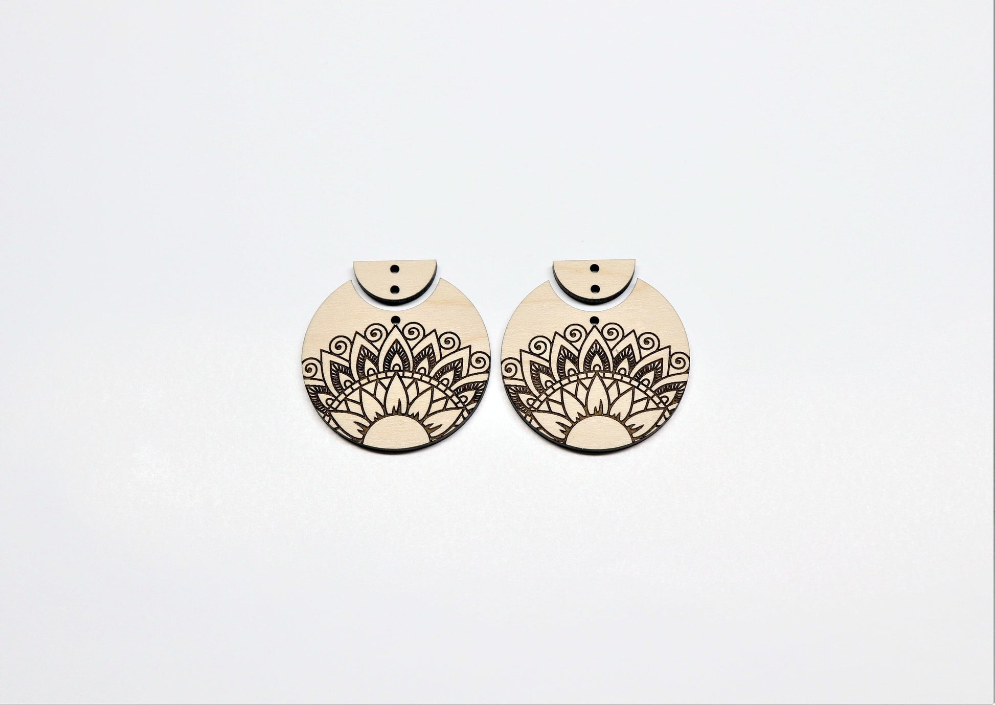 Mandala earrings,  wood earring blanks, DIY earrings, sold per set