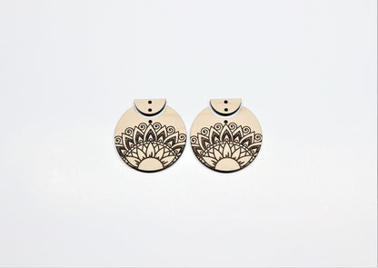 Mandala earrings,  wood earring blanks, DIY earrings, sold per set