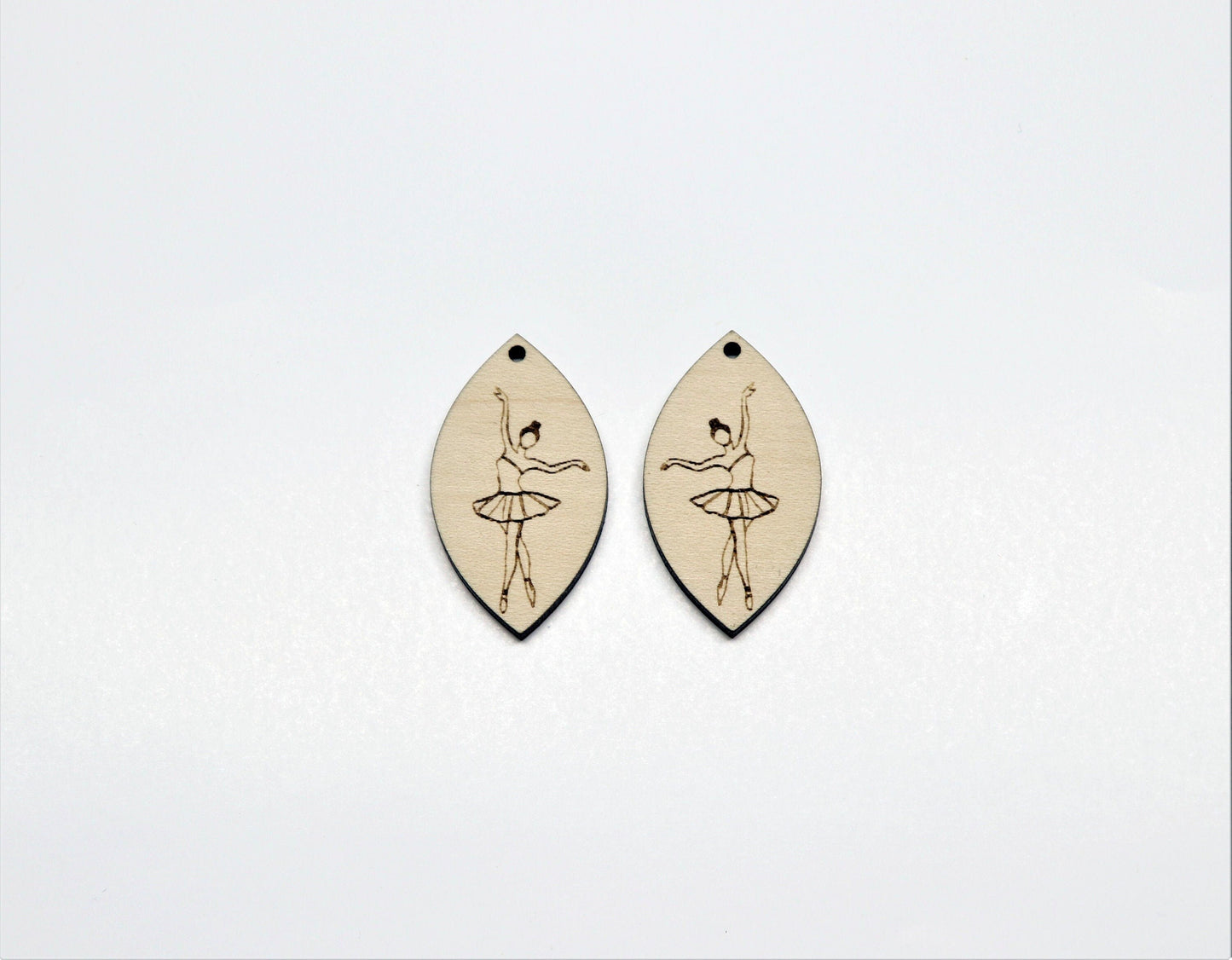 Wood earring blanks, ballet earrings, DIY earrings, earring blanks, sold per set