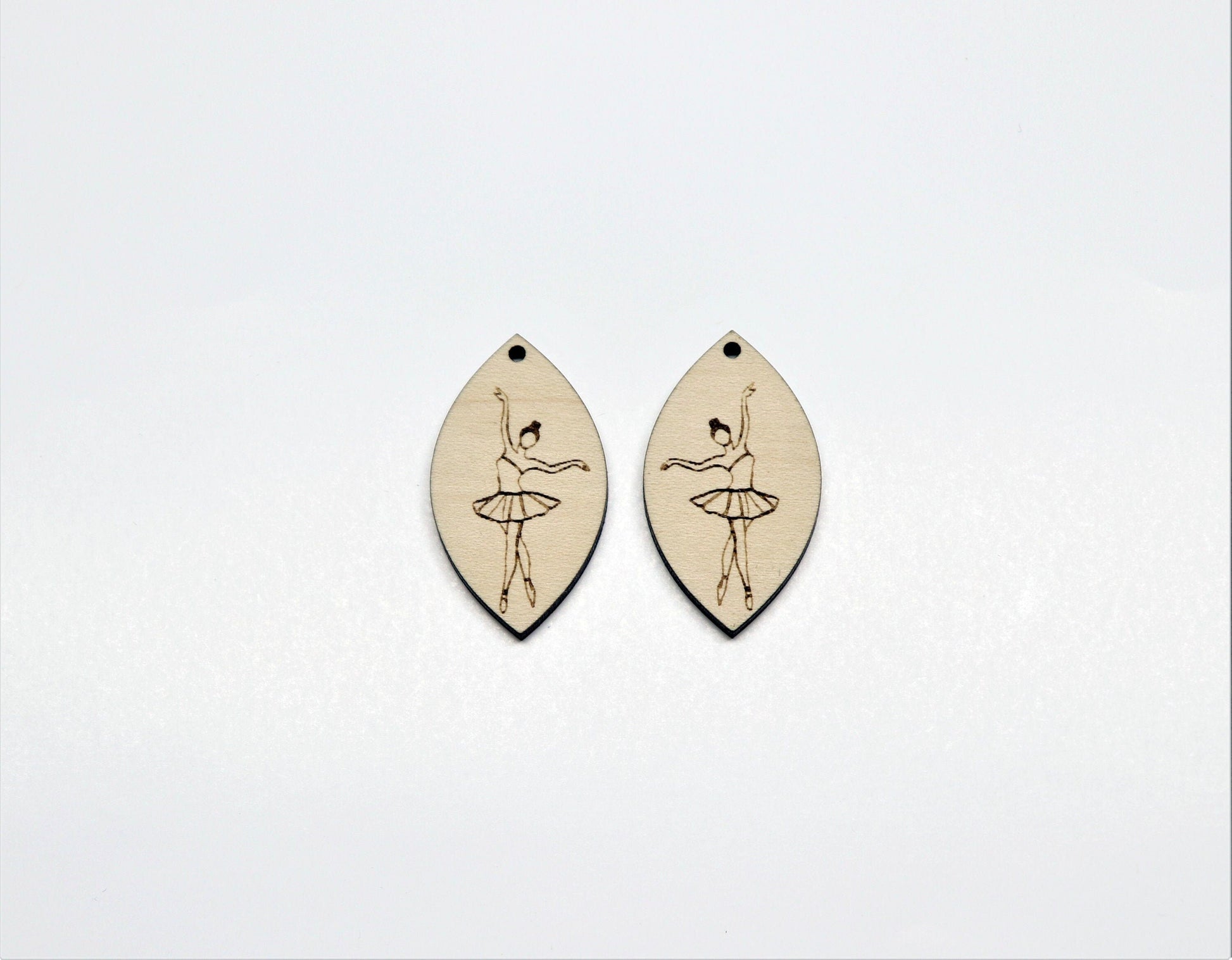 Wood earring blanks, ballet earrings, DIY earrings, earring blanks, sold per set