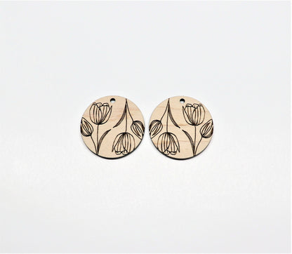 Round wood blanks,  wood earring blanks, DIY earrings, earring blanks, sold per set