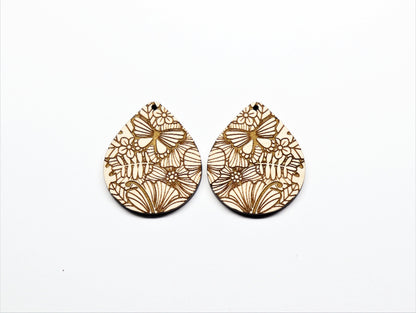 Teardrop wood earring blanks, wood cutouts, earring blanks