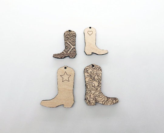 Cowboy boot earring blanks, wood blanks, DIY earrings