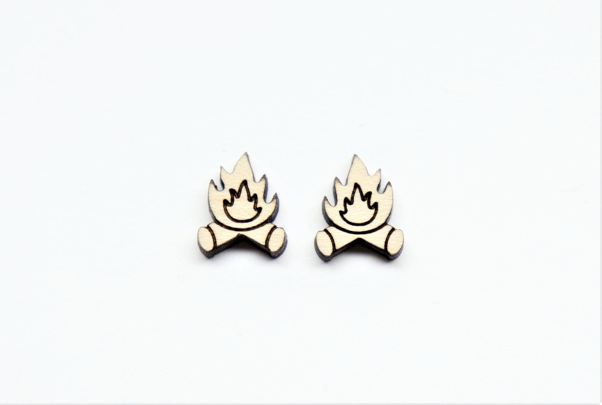 Campfire studs, Wood earring blanks, DIY earrings, earring blanks, wood studs, sold per set