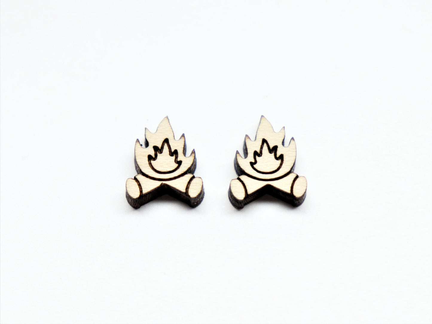 Campfire studs, Wood earring blanks, DIY earrings, earring blanks, wood studs, sold per set