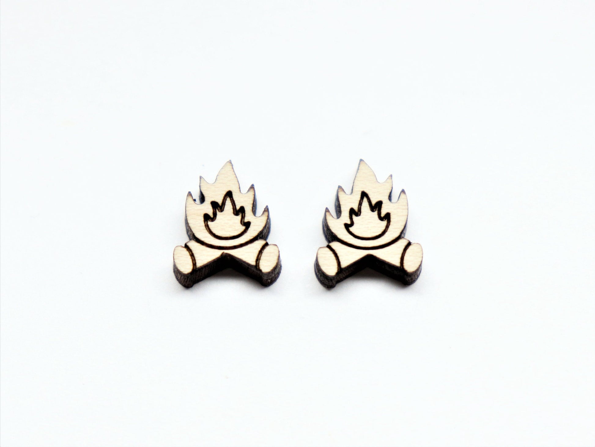 Campfire studs, Wood earring blanks, DIY earrings, earring blanks, wood studs, sold per set