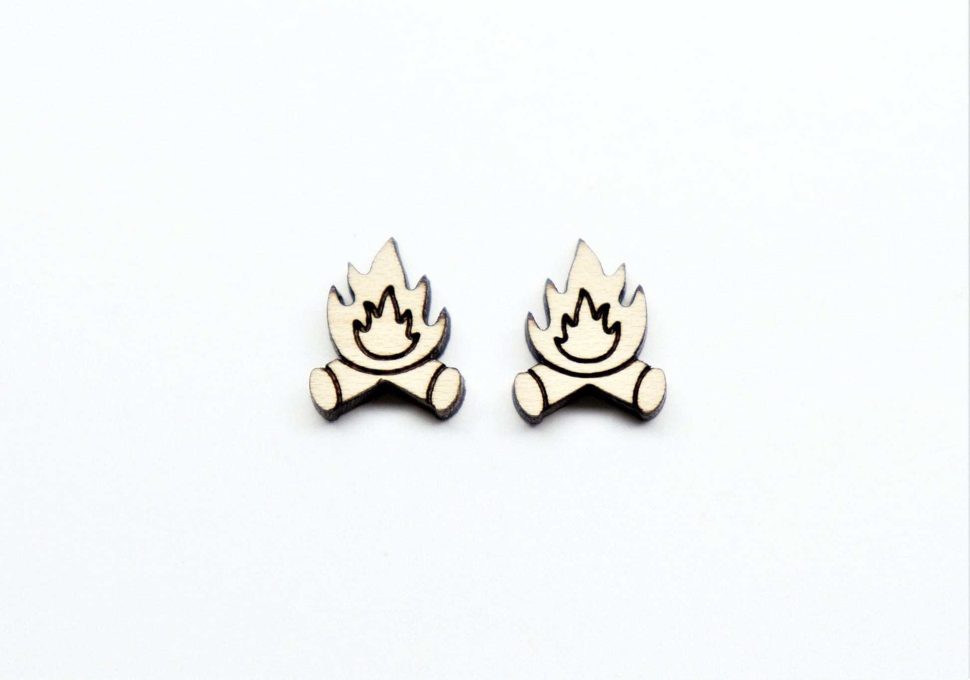 Campfire studs, Wood earring blanks, DIY earrings, earring blanks, wood studs, sold per set