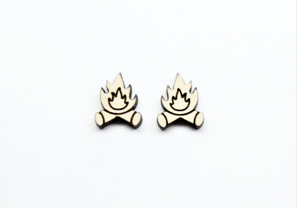 Campfire studs, Wood earring blanks, DIY earrings, earring blanks, wood studs, sold per set