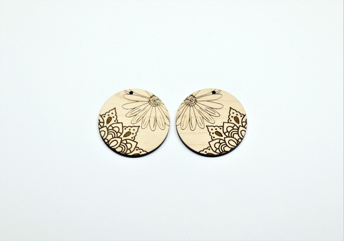 Round wood blanks,  wood earring blanks, flower earrings,  DIY earrings, earring blanks, sold per set