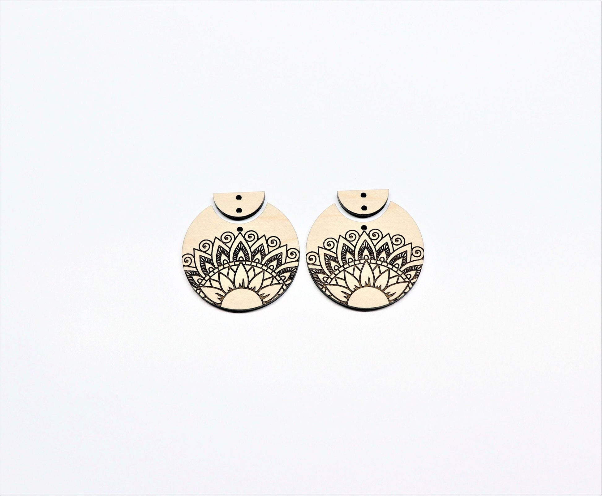 Mandala earrings,  wood earring blanks, DIY earrings, sold per set