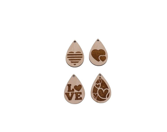 Teardrop wood earring blanks, earring blanks, wood cutouts