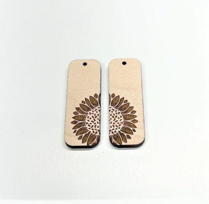 Sunflower bar earring blanks, wood blanks, wood cutouts