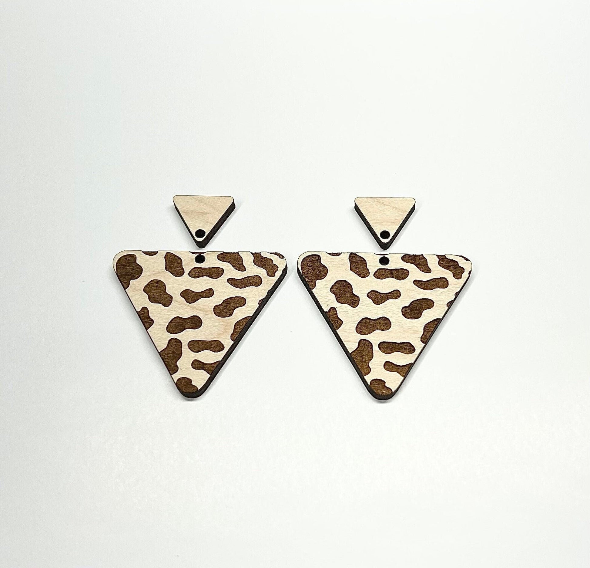 Cow print earring blanks, wood blanks, earring cutouts