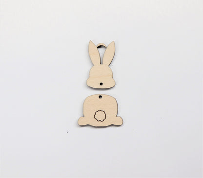 2 Piece bunny blanks, earring blanks, wood earrings