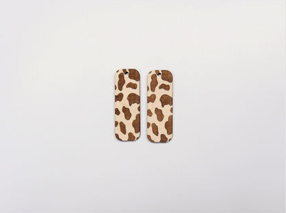 Cow print bar earring blanks, wood cutouts, DIY earrings