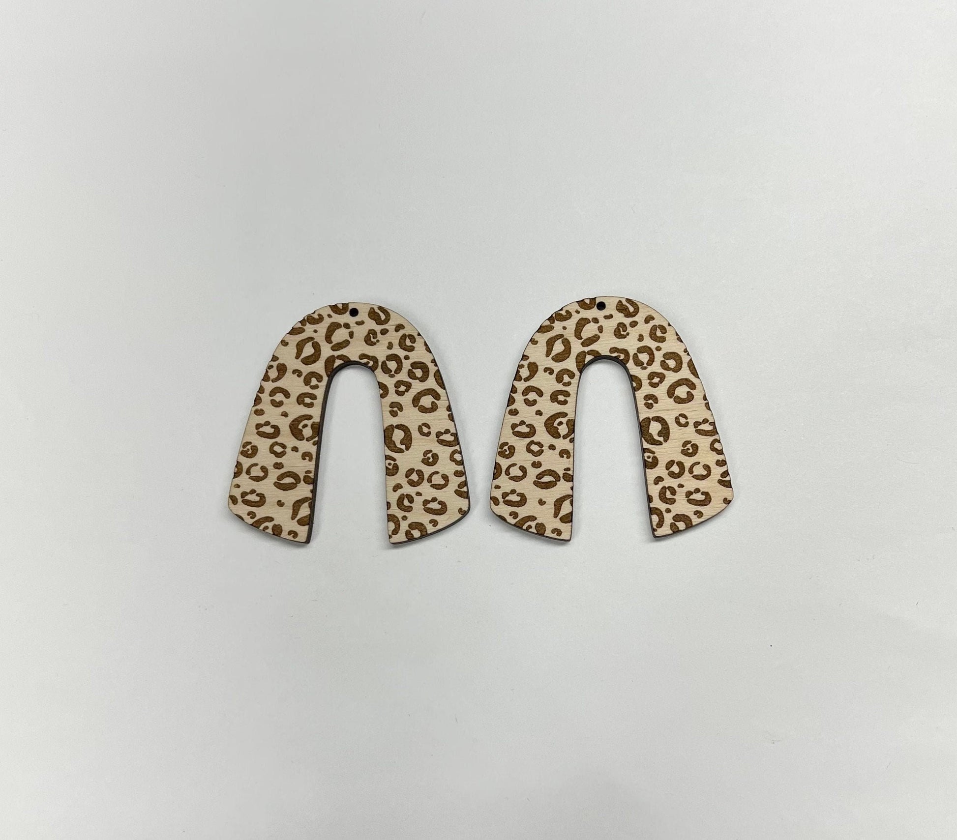 Leopard print horseshoe blanks, wood blanks, earring blanks