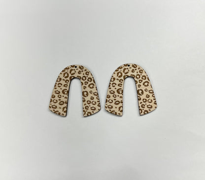 Leopard print horseshoe blanks, wood blanks, earring blanks