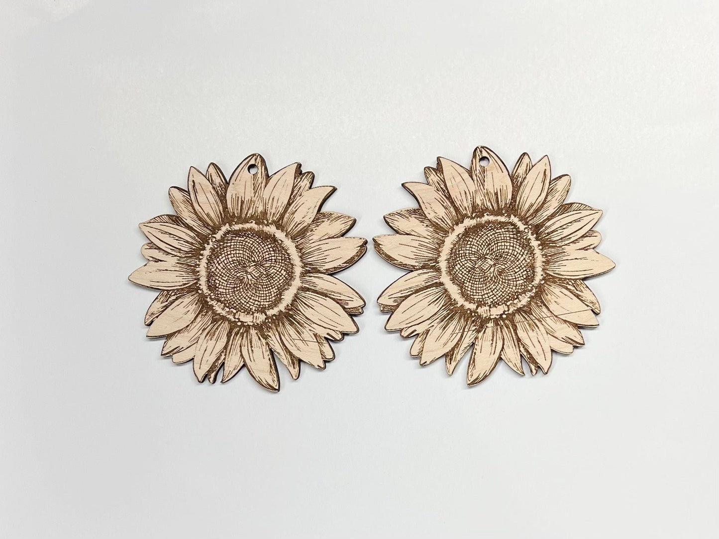 2 sided sunflower cutouts, earring blanks, wood cutouts