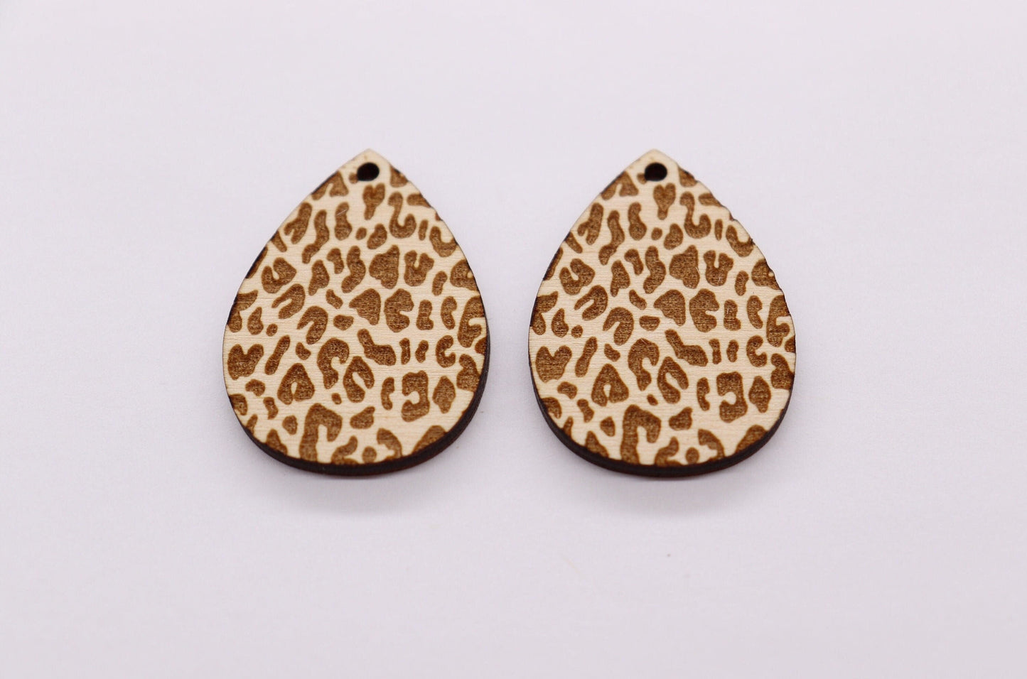 Cheetah print Teardrop wood earring blanks