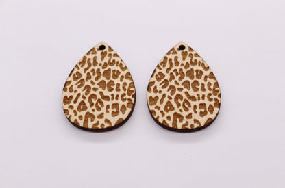 Cheetah print Teardrop wood earring blanks