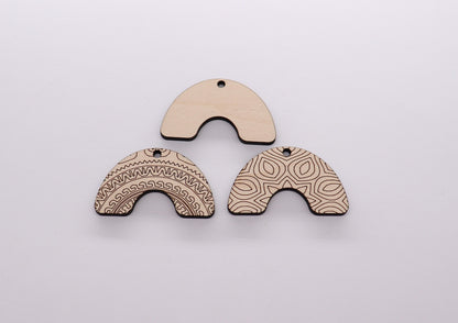 Half circle blanks, earring blanks, wood cutouts