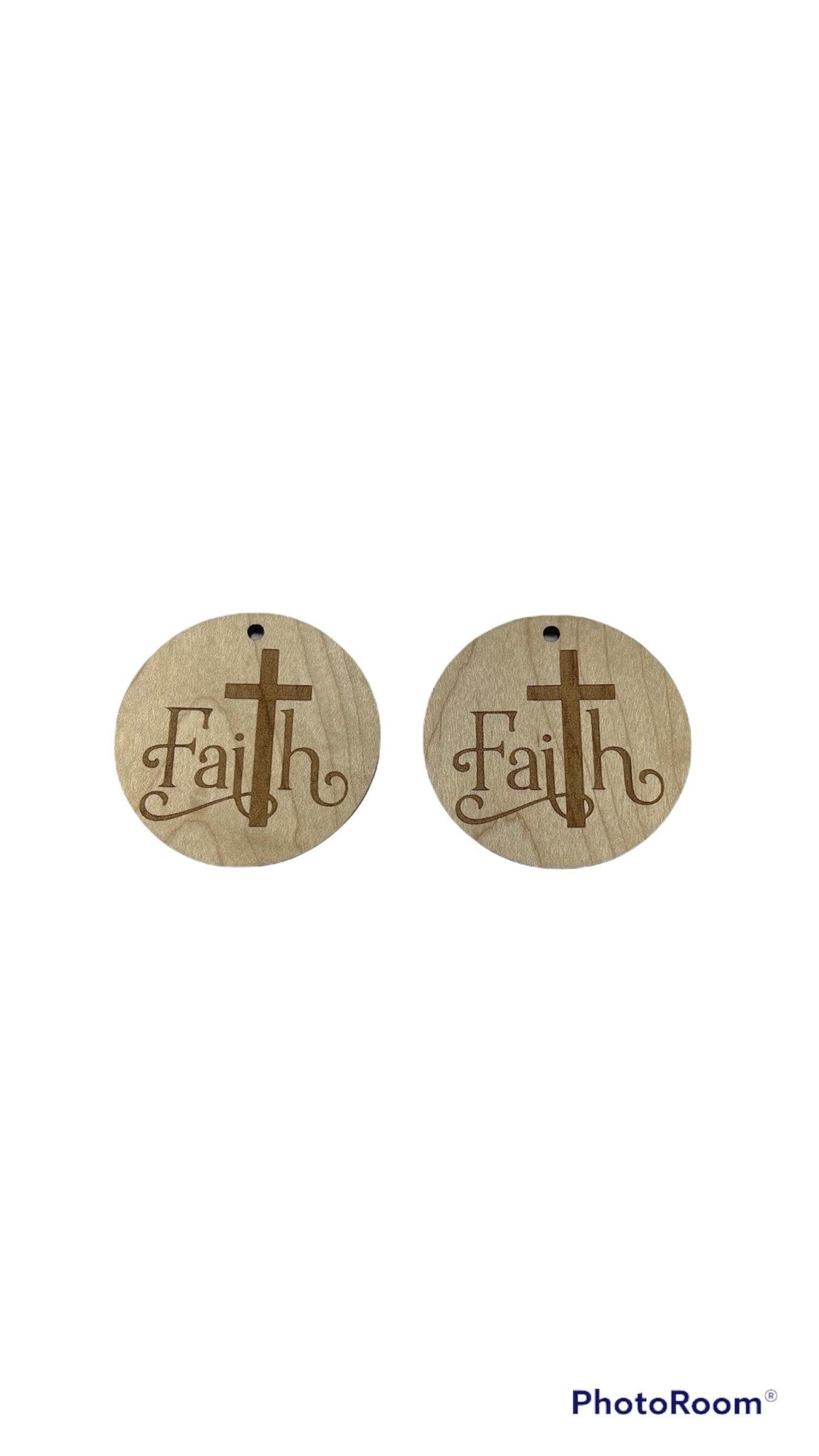 2 Sided faith wood earring blanks, wood cutouts, earring blanks